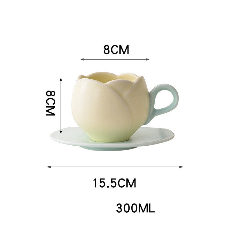 Tulip Mugs And Saucer Set