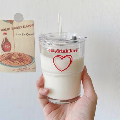 Eat, Drink, Love Cup with Straw