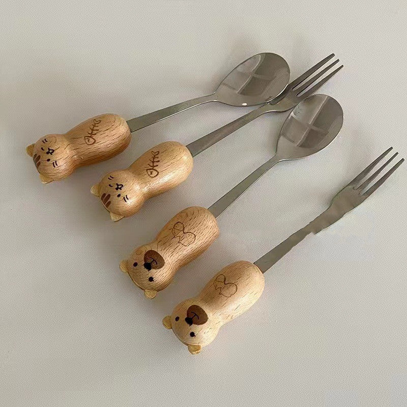 Cat/Bear Wooden Spoon Fork