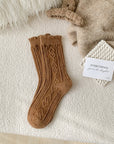 Diamond-shaped Wool Mid-thigh Socks