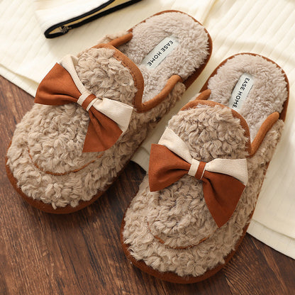 Couple Matching Plush Bow Slippers