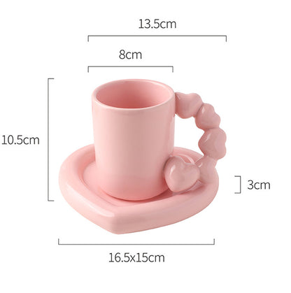 Hearts Ceramic Cup And Saucer Set