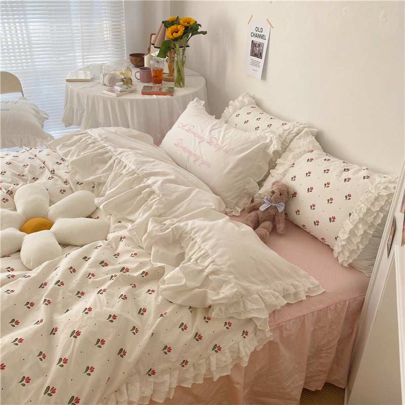 Retro Lace Cotton Bed Cover