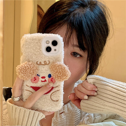 Plush Red Scarf Puppy Phone Case