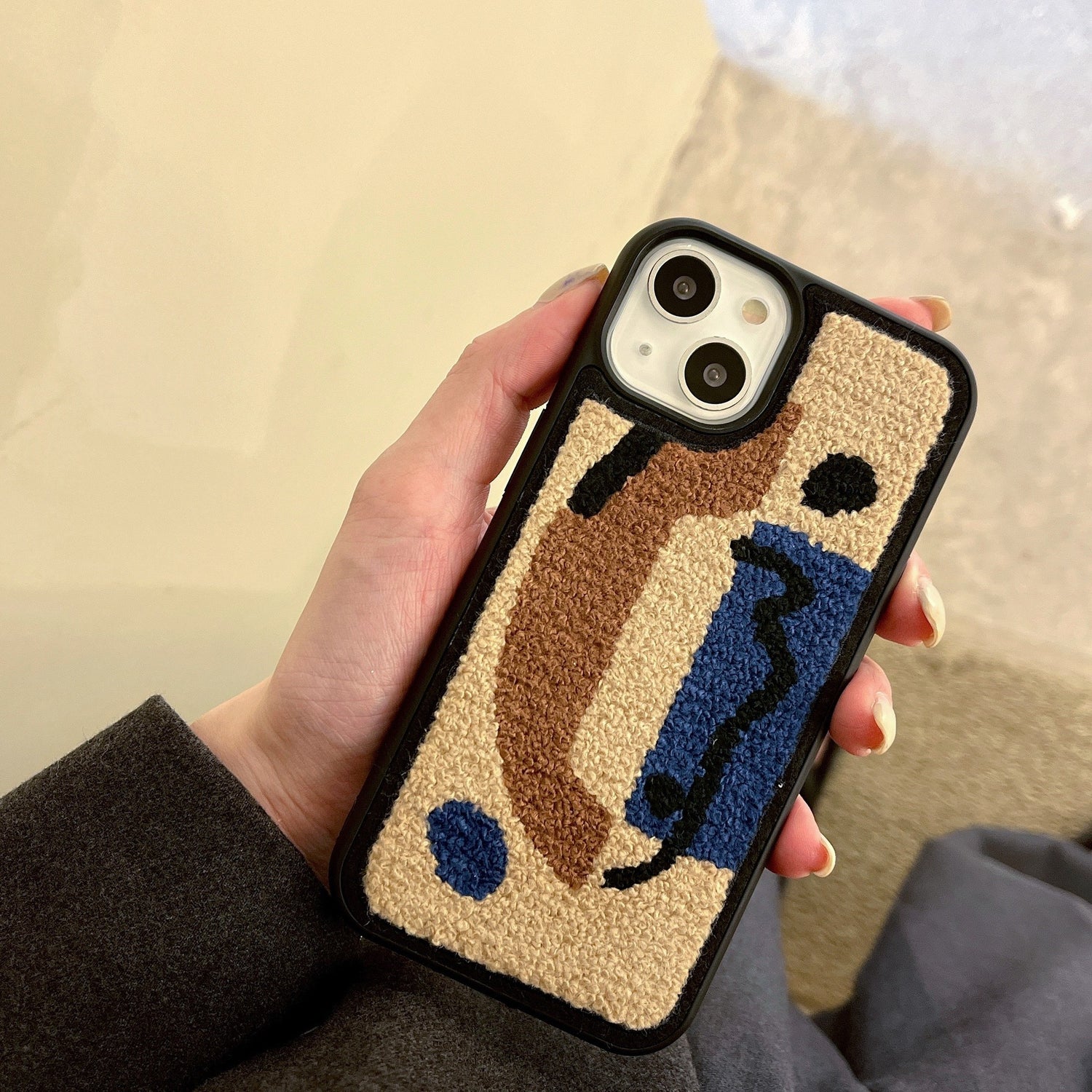 Embroidered Geometric Phone Case