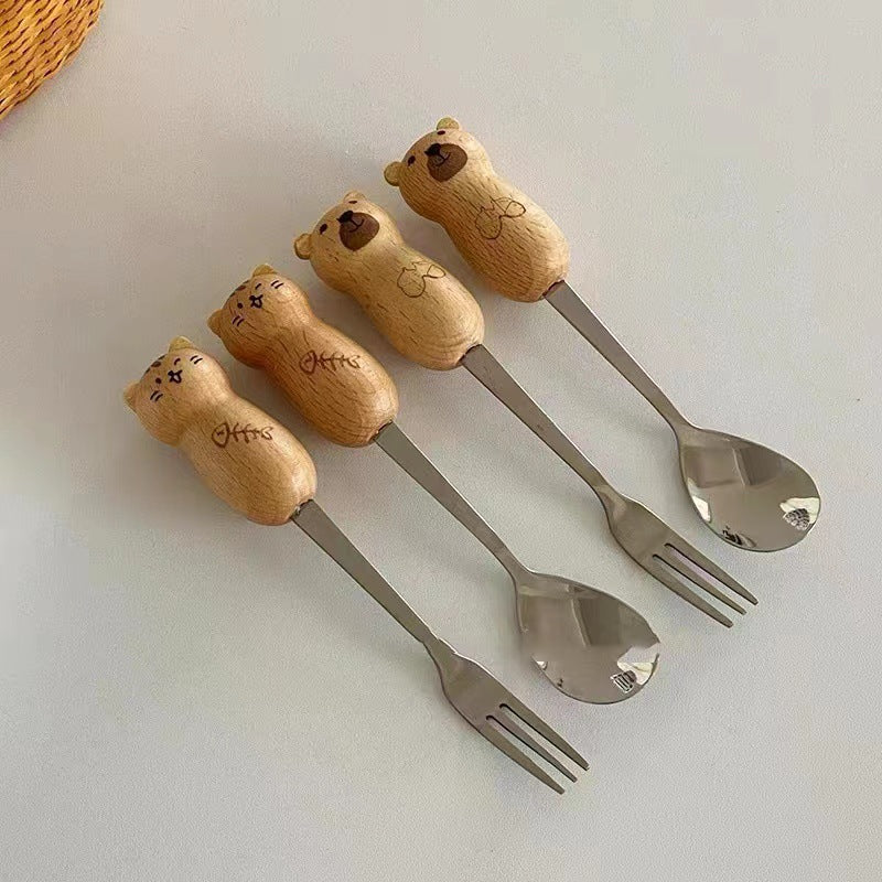 Cat/Bear Wooden Spoon Fork