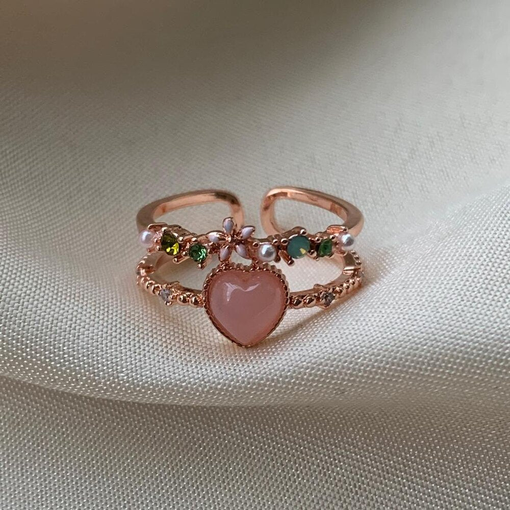 Flower Heart Ring