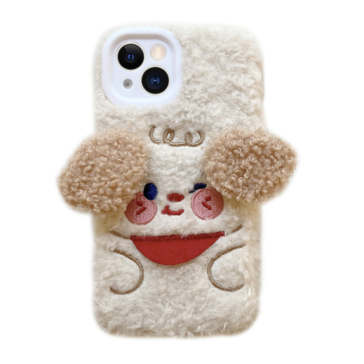 Plush Red Scarf Puppy Phone Case