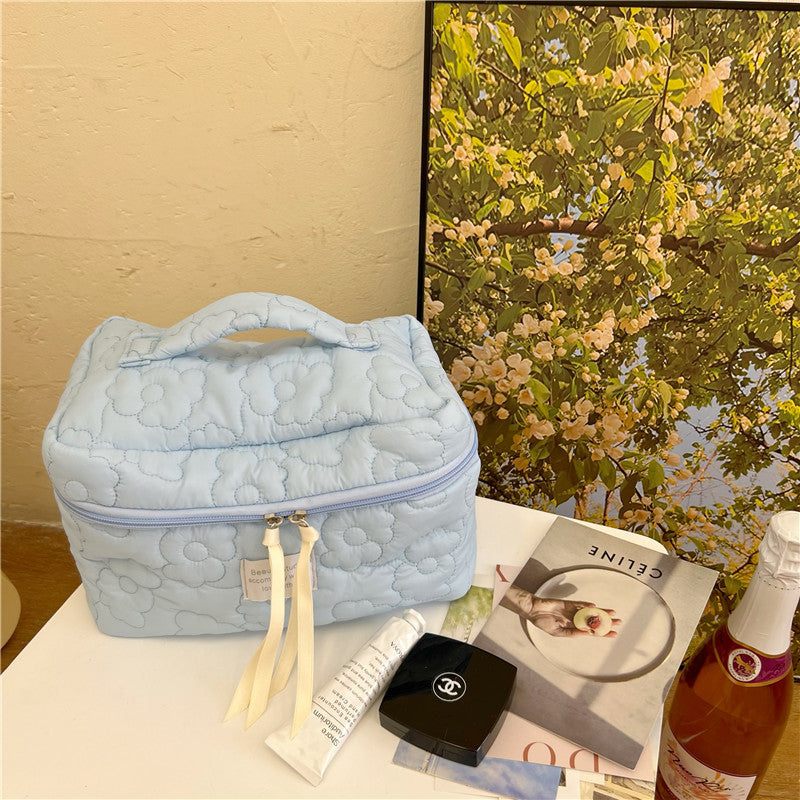 Flower Quilted Makeup Bag