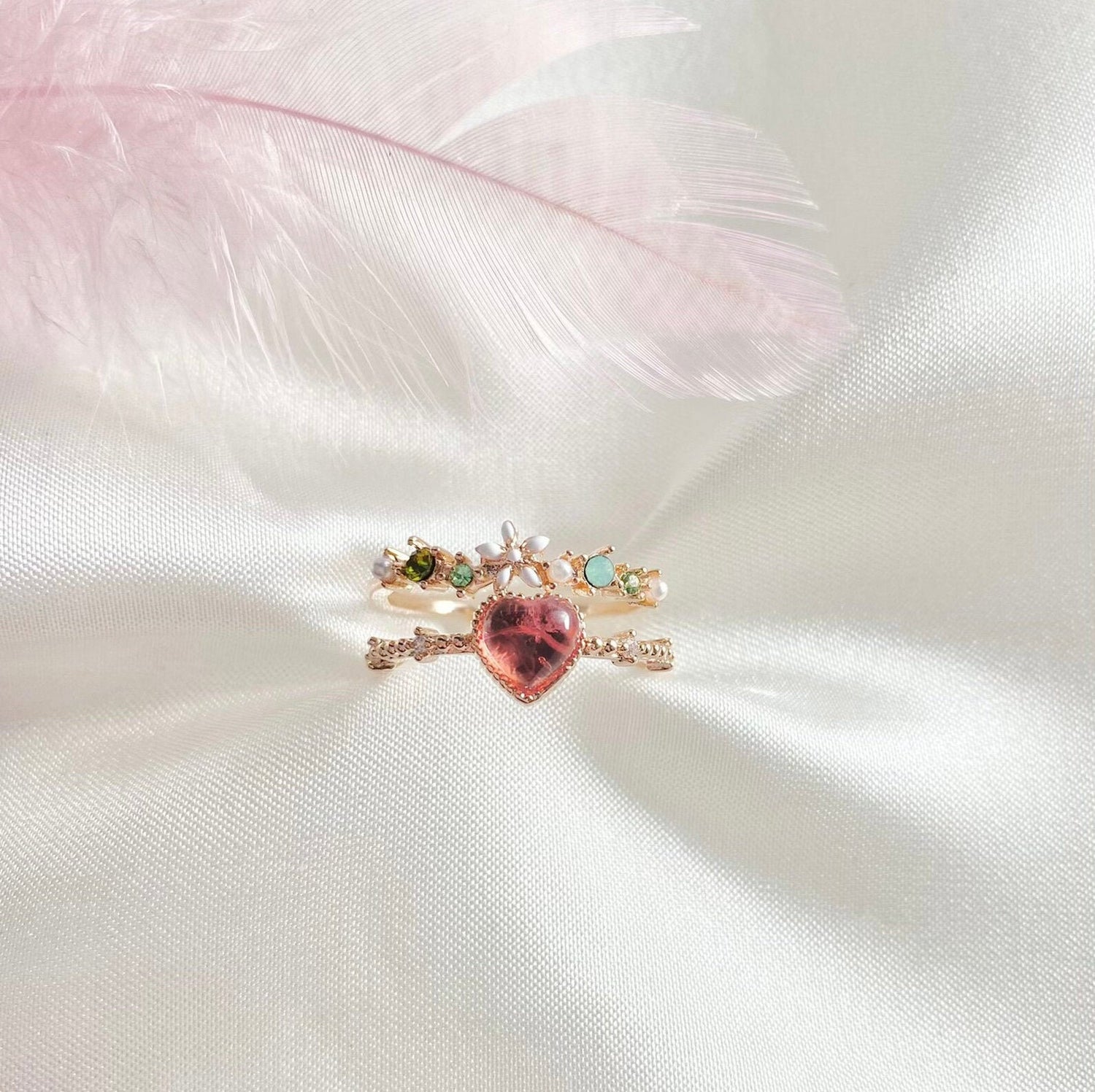 Flower Heart Ring