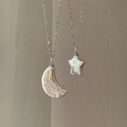 Pearl Moon and Star Necklace