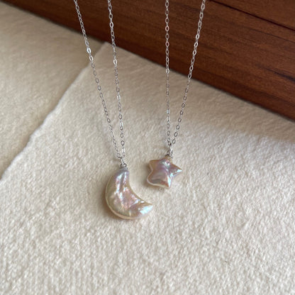 Pearl Moon and Star Necklace